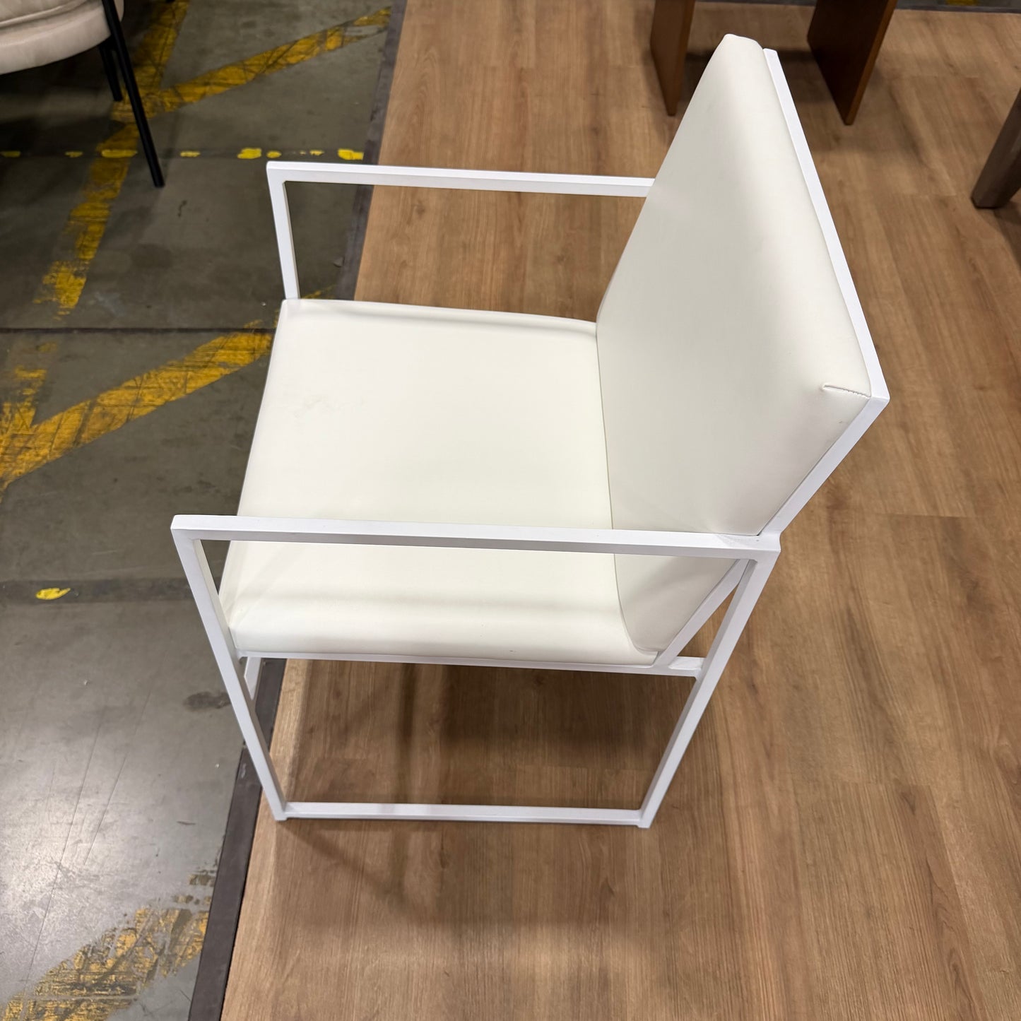Parson Dining Chair - Microfiber Leather: Trento Eggshell, White Frame