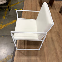 Parson Dining Chair - Microfiber Leather: Trento Eggshell, White Frame
