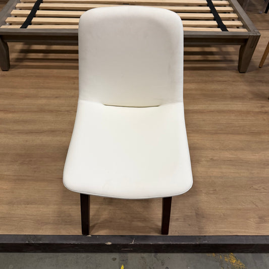 Aubrey Side Chair - PU Leather: Monaco White, Walnut Stain
