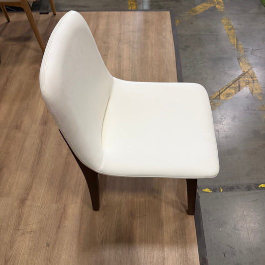 Aubrey Side Chair - PU Leather: Monaco White, Walnut Stain