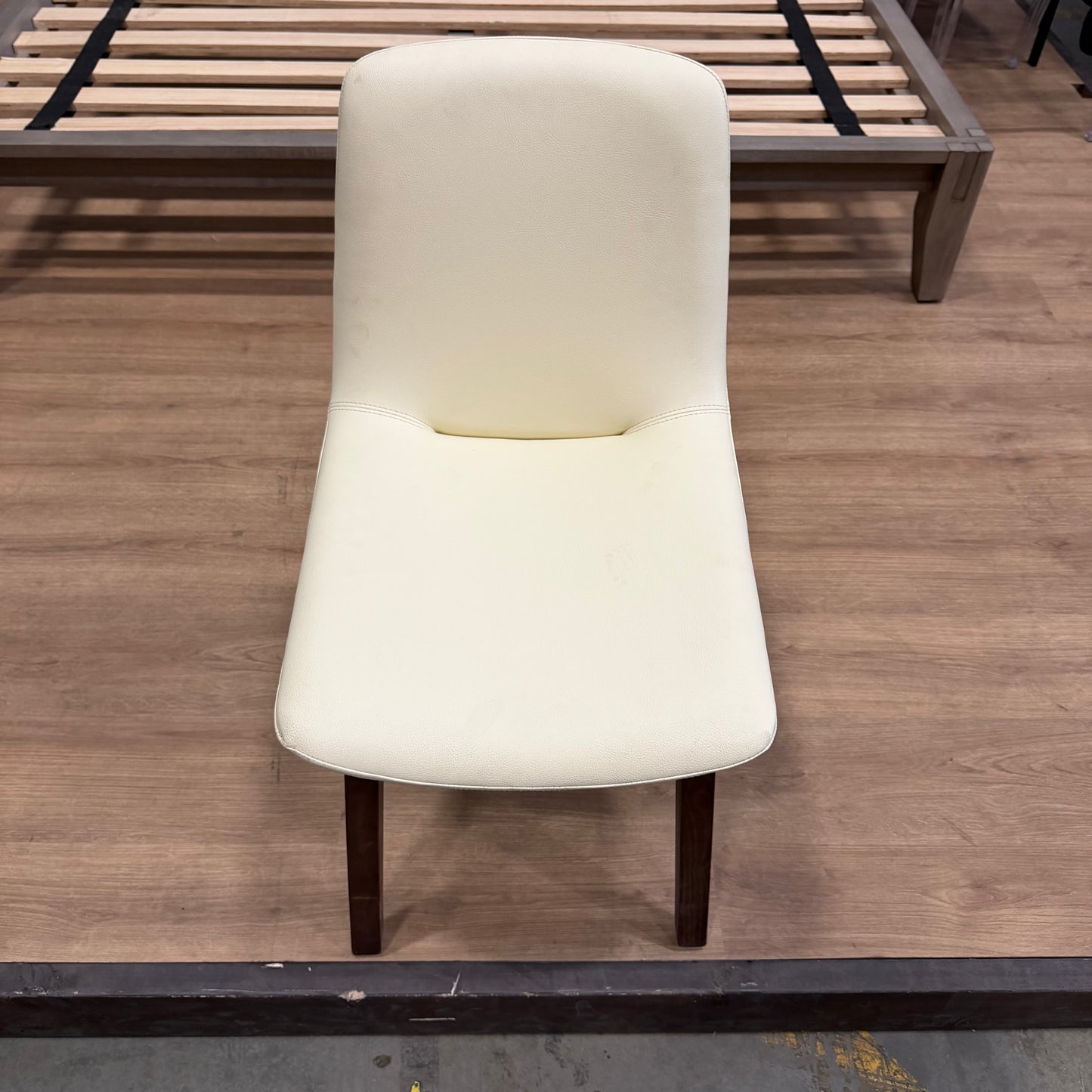 Aubrey Side Chair - PU Leather: Monaco Cream, Walnut Stain - FLOOR MODEL