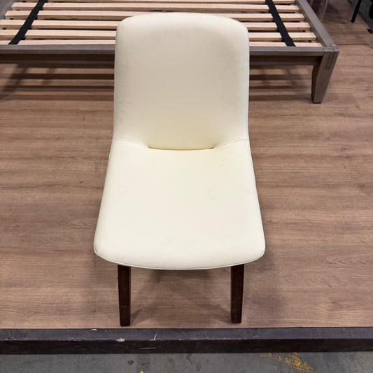 Aubrey Side Chair - PU Leather: Monaco Cream, Walnut Stain