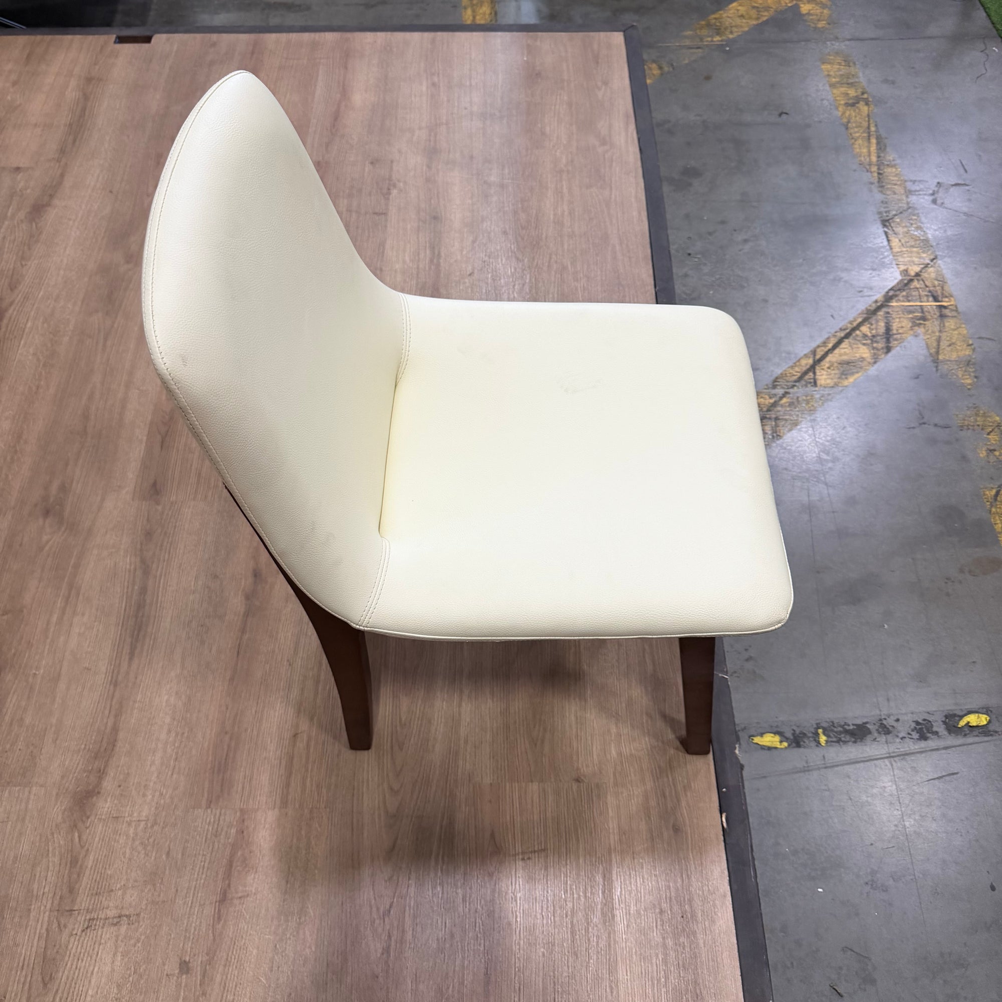 Aubrey Side Chair - PU Leather: Monaco Cream, Walnut Stain - FLOOR MODEL
