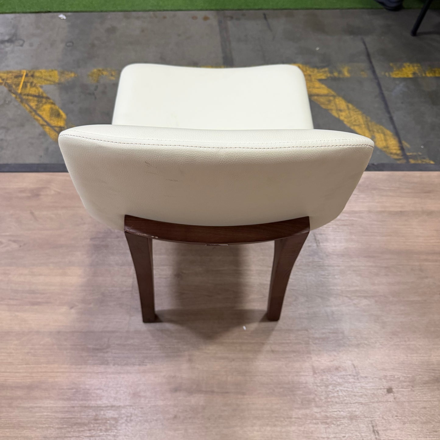 Aubrey Side Chair - PU Leather: Monaco Cream, Walnut Stain - FLOOR MODEL