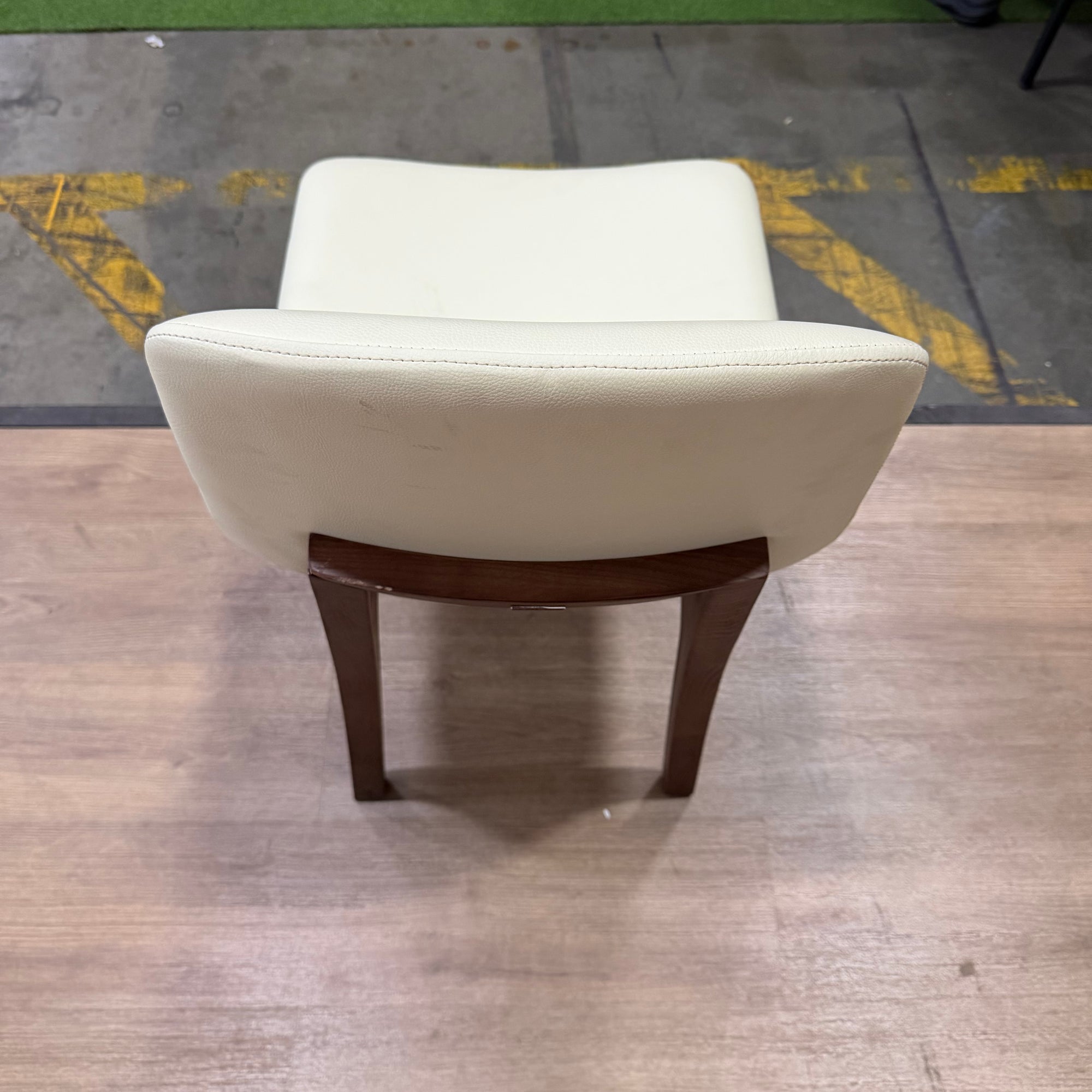 Aubrey Side Chair - PU Leather: Monaco Cream, Walnut Stain - FLOOR MODEL