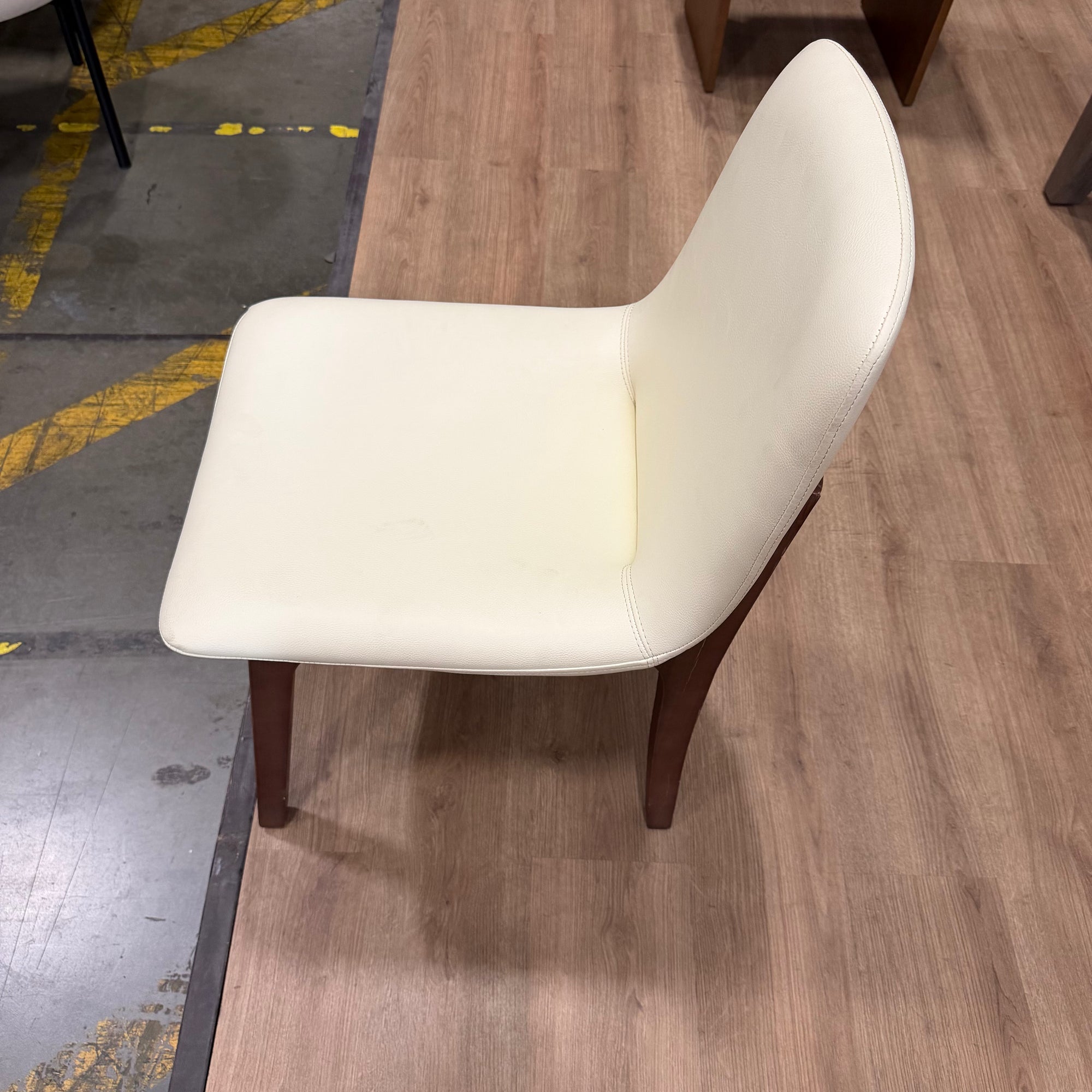 Aubrey Side Chair - PU Leather: Monaco Cream, Walnut Stain - FLOOR MODEL