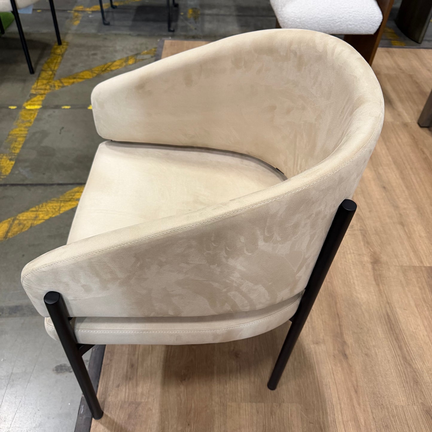 Solana Dining Chair - Venice Vegan Suede: Latte, Black Base