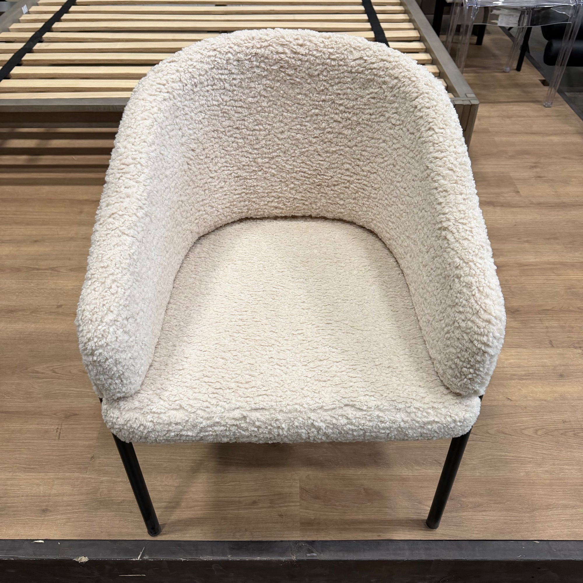 Solana Dining Chair - Shearling: Almond, Black Base - FLOOR MODEL