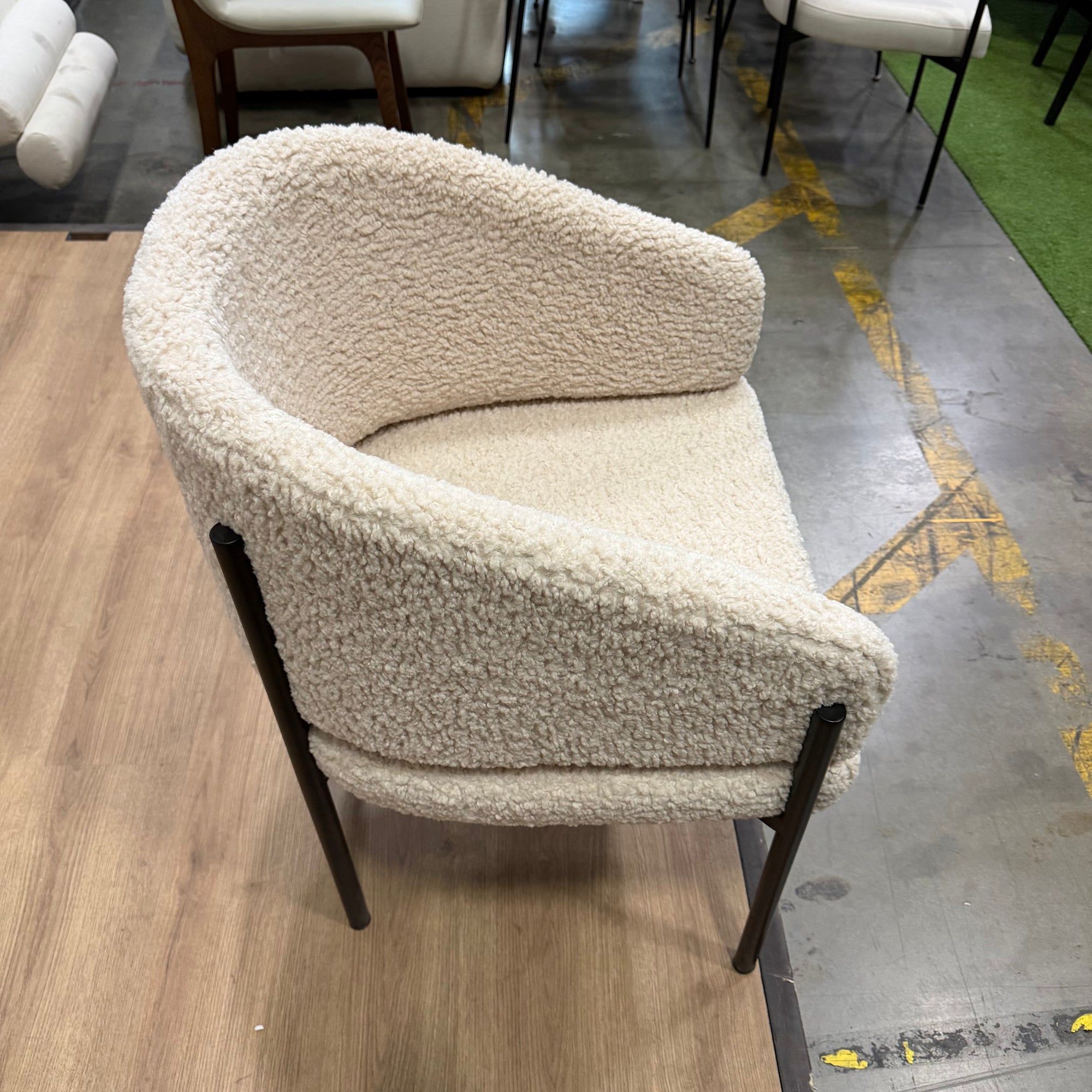 Solana Dining Chair - Shearling: Almond, Black Base - FLOOR MODEL
