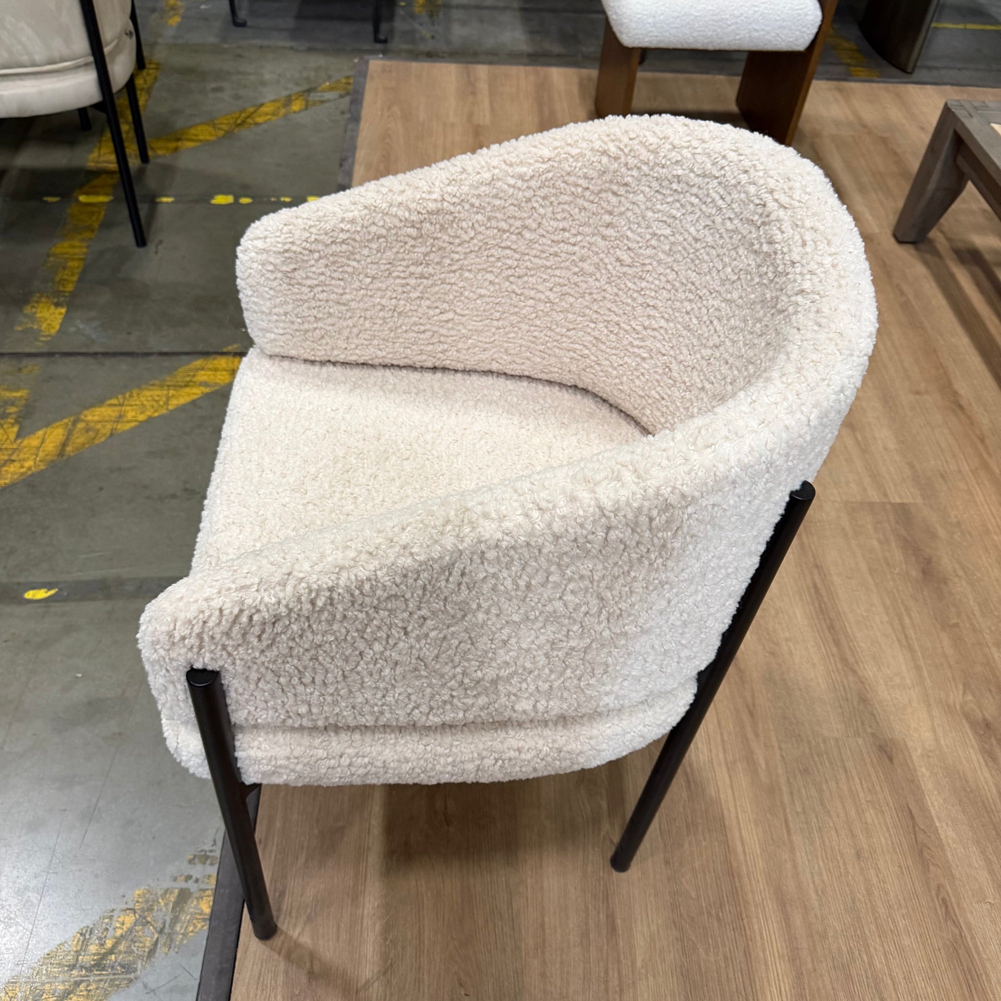 Solana Dining Chair - Shearling: Almond, Black Base - FLOOR MODEL