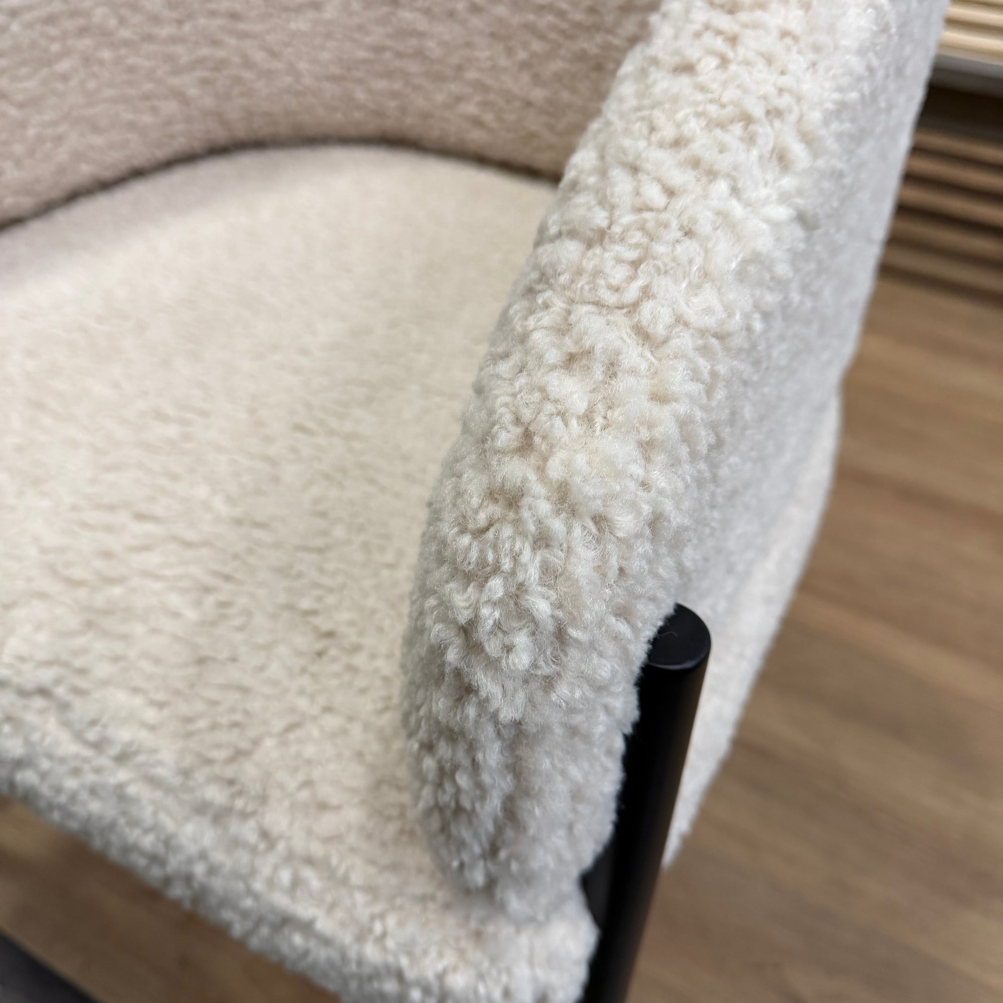 Solana Dining Chair - Shearling: Almond, Black Base - FLOOR MODEL