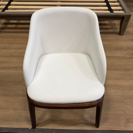 Aubrey Armchair - Microfiber Leather: Trento Eggshell, Walnut Stain