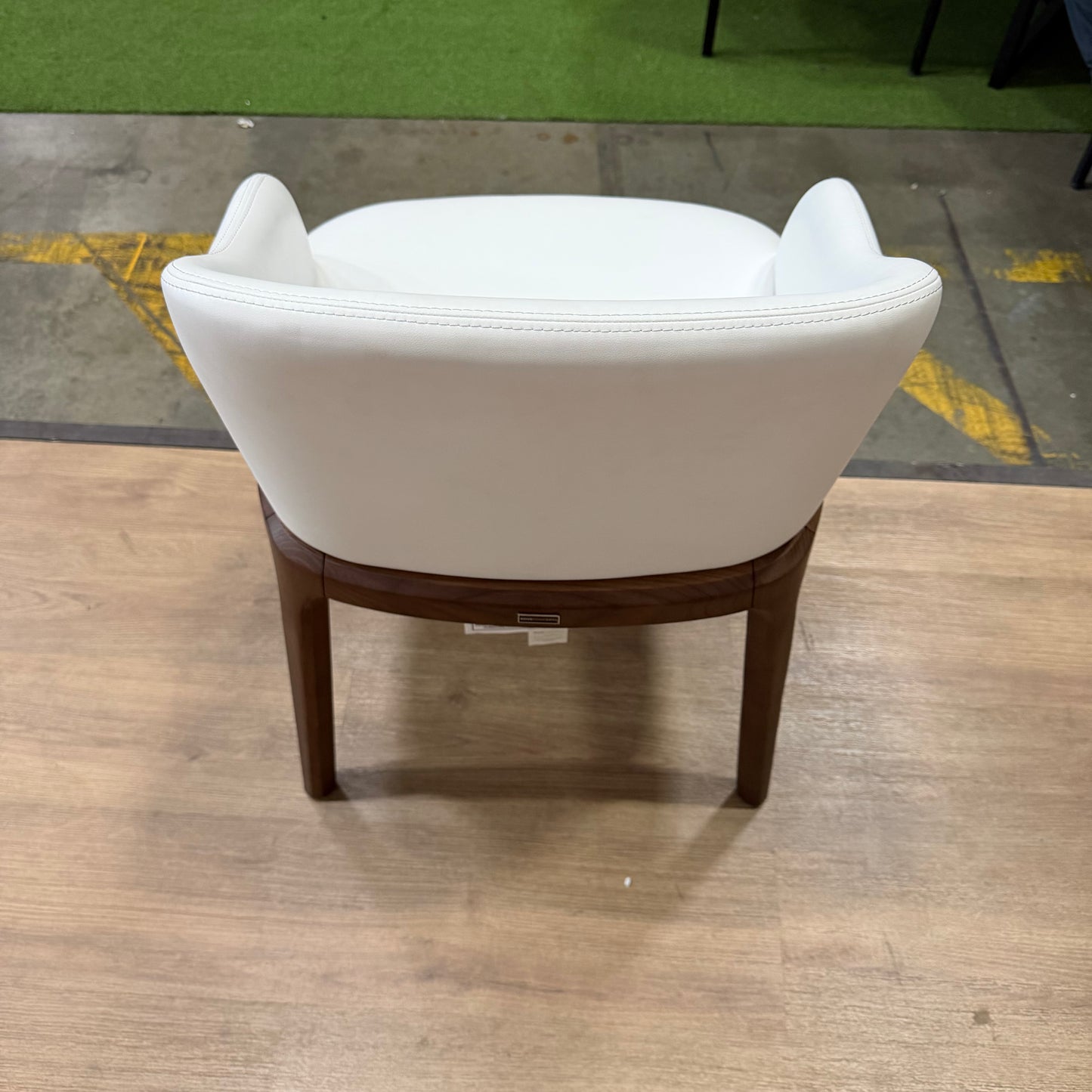 Aubrey Armchair - Microfiber Leather: Trento Eggshell, Walnut Stain