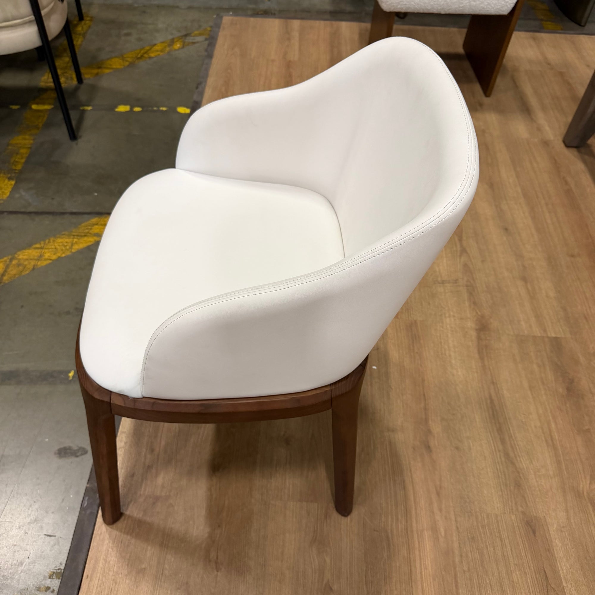 Aubrey Armchair - Microfiber Leather: Trento Eggshell, Walnut Stain