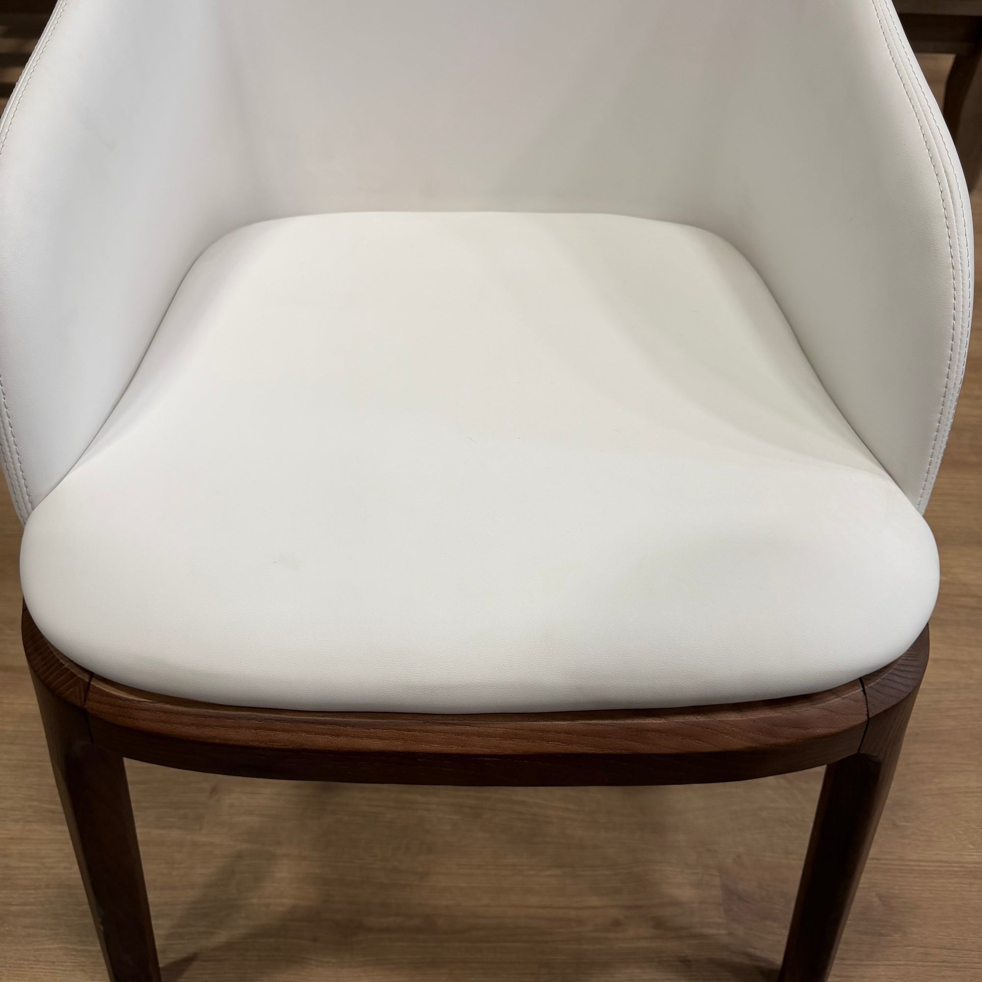 Aubrey Armchair - Microfiber Leather: Trento Eggshell, Walnut Stain