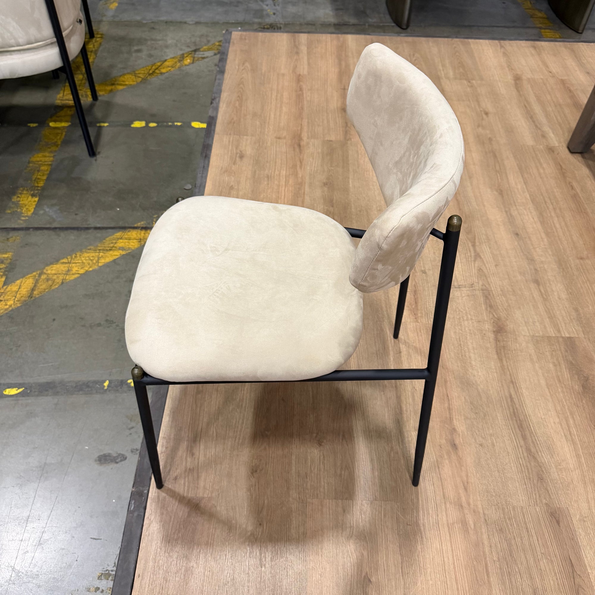 Geno Dining Chair - Venice Vegan Suede: Latte, Black Base