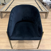 Solana Dining Chair - Plush Velvet: Black, Antique Brushed Brass Base - FLOOR MODEL