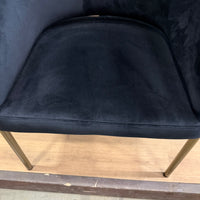 Solana Dining Chair - Plush Velvet: Black, Antique Brushed Brass Base - FLOOR MODEL