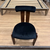 Tola Dining Chair - Plush Velvet: Black, Walnut Stain - FLOOR MODEL