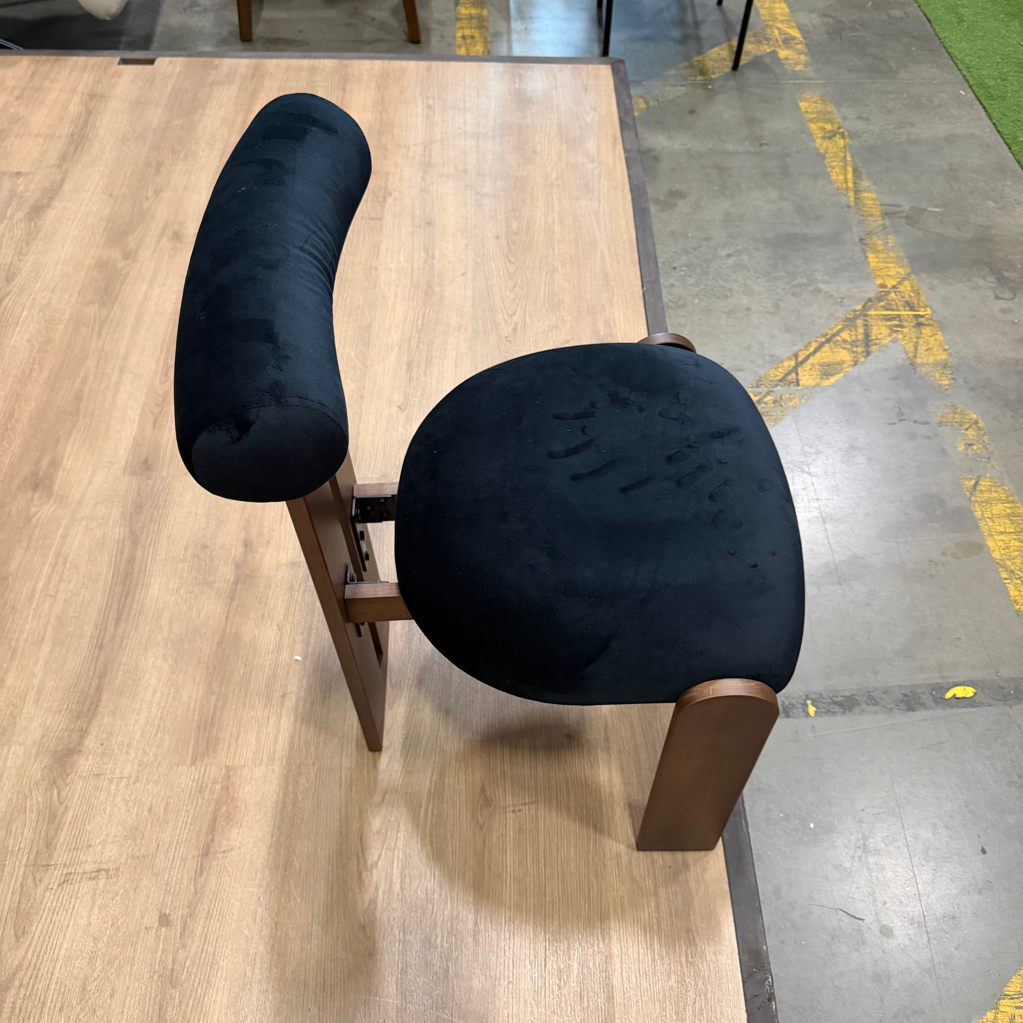 Tola Dining Chair - Plush Velvet: Black, Walnut Stain - FLOOR MODEL