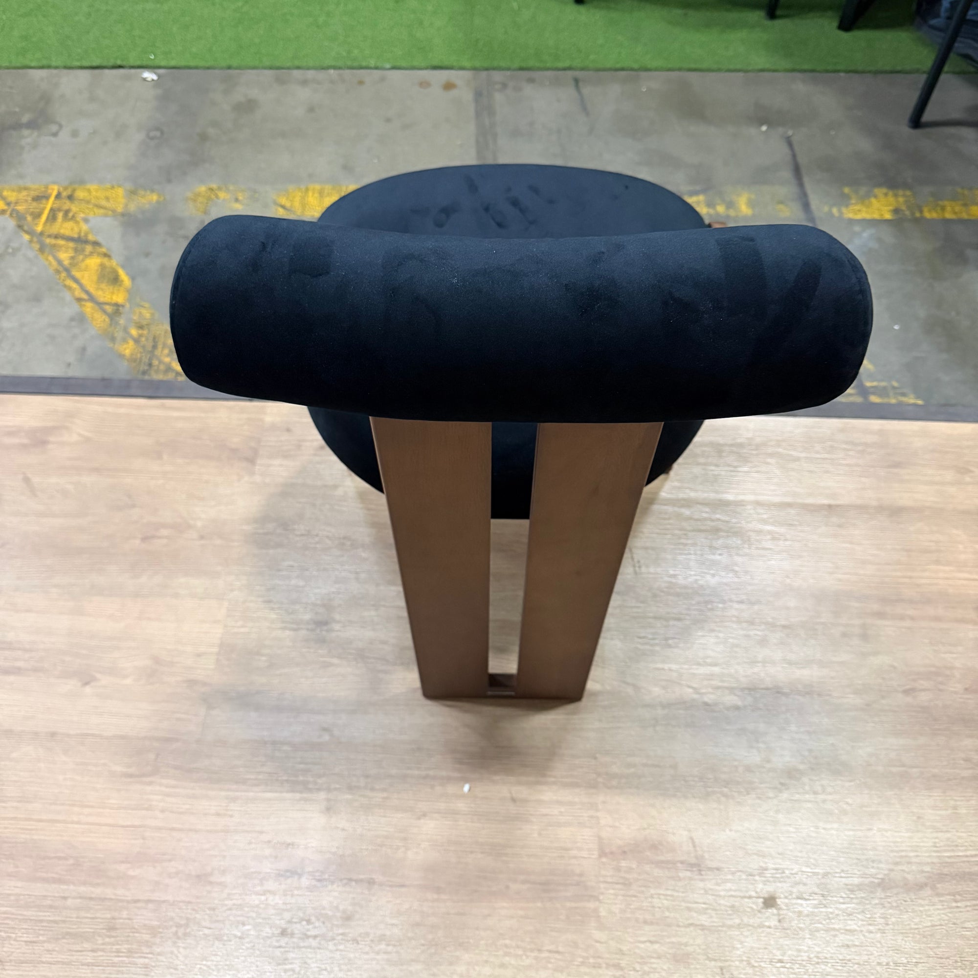 Tola Dining Chair - Plush Velvet: Black, Walnut Stain - FLOOR MODEL