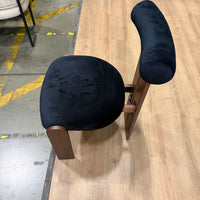 Tola Dining Chair - Plush Velvet: Black, Walnut Stain - FLOOR MODEL
