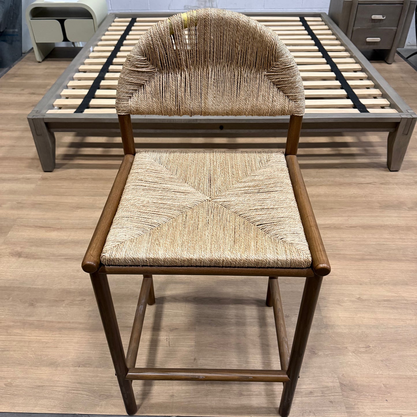 Monti Counter Stool - Seagrass Cord, Walnut Stain - FLOOR MODEL