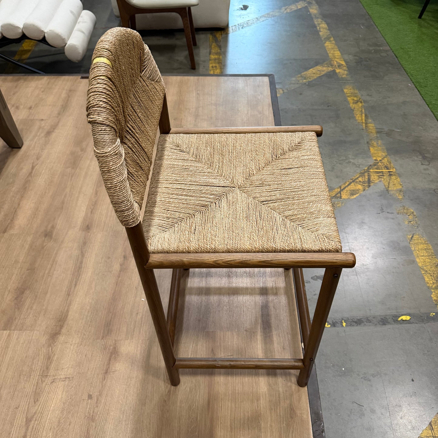 Monti Counter Stool - Seagrass Cord, Walnut Stain - FLOOR MODEL