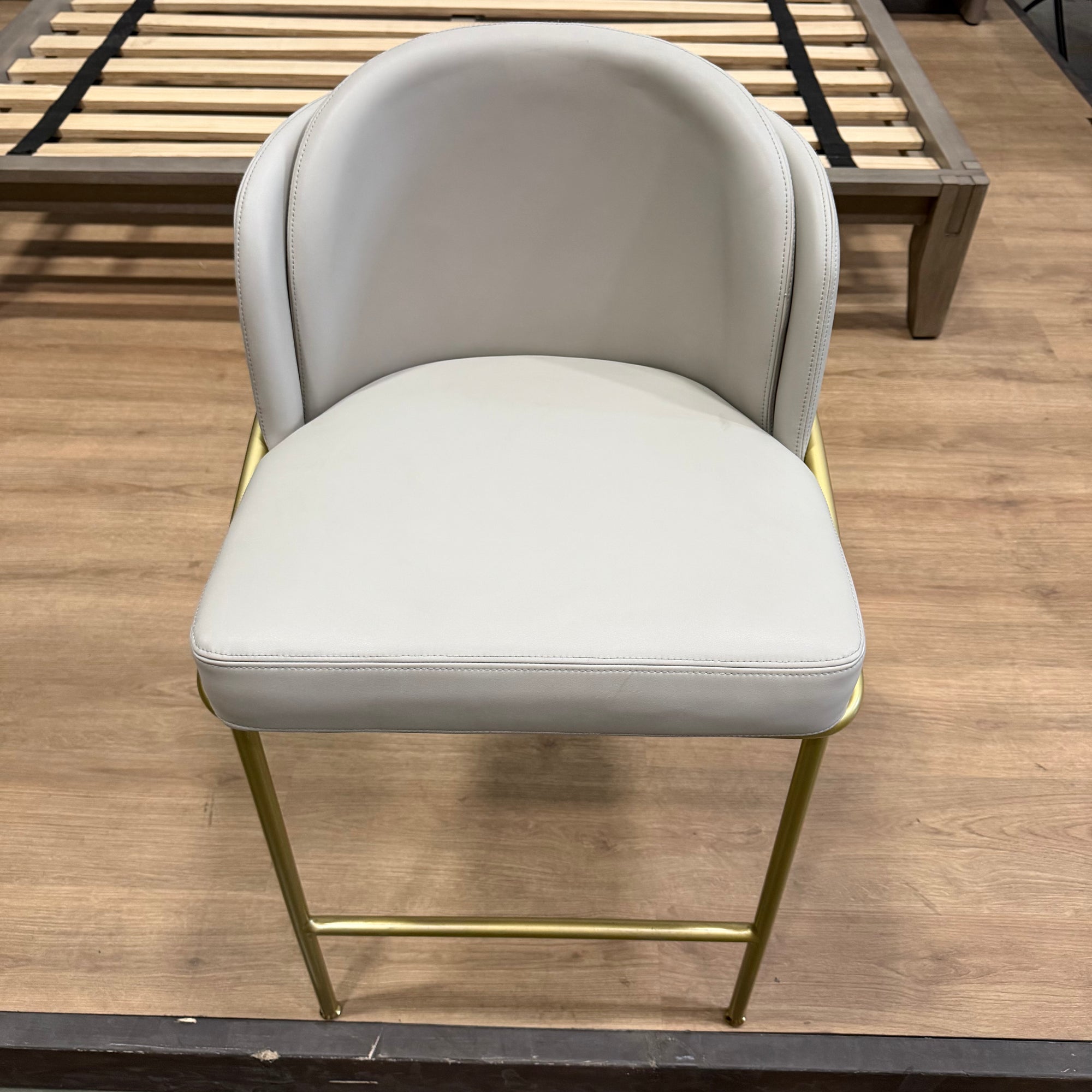Angelo Counter Stool - Microfiber Leather: Trento Taupe, Brass Base