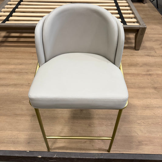 Angelo Counter Stool - Microfiber Leather: Trento Taupe, Brass Base