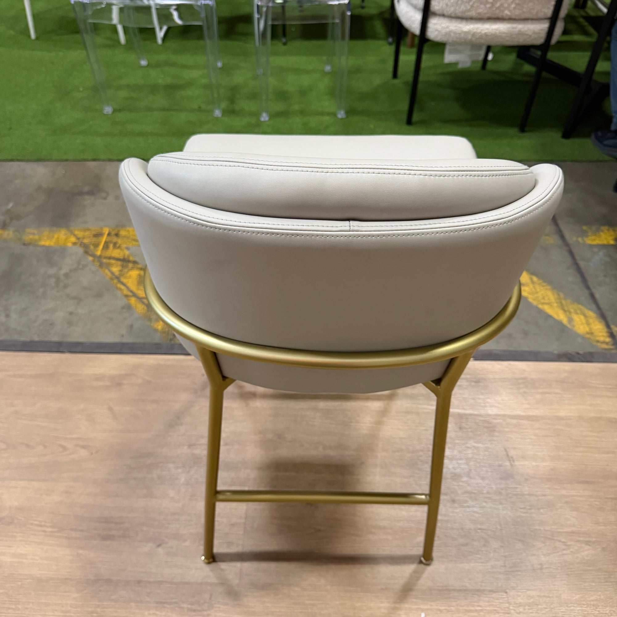 Angelo Counter Stool - Microfiber Leather: Trento Taupe, Brass Base
