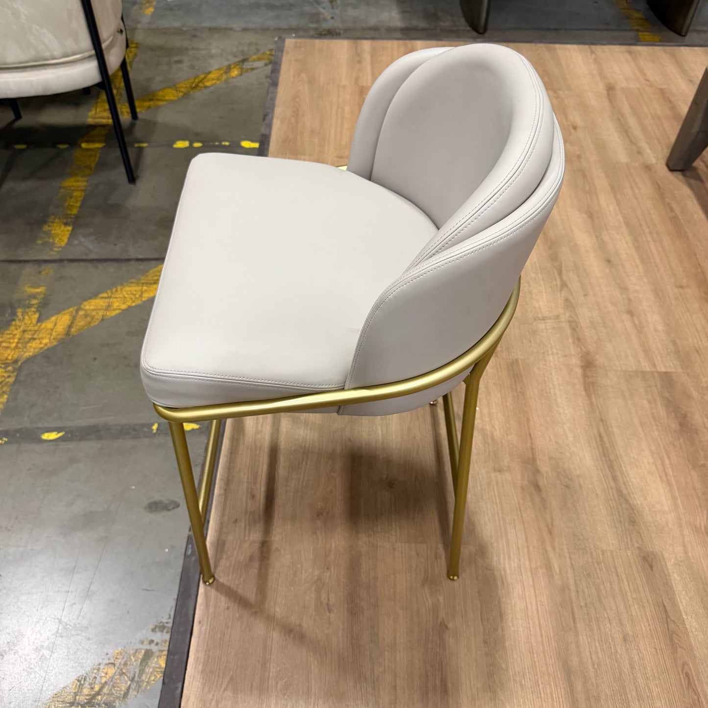 Angelo Counter Stool - Microfiber Leather: Trento Taupe, Brass Base