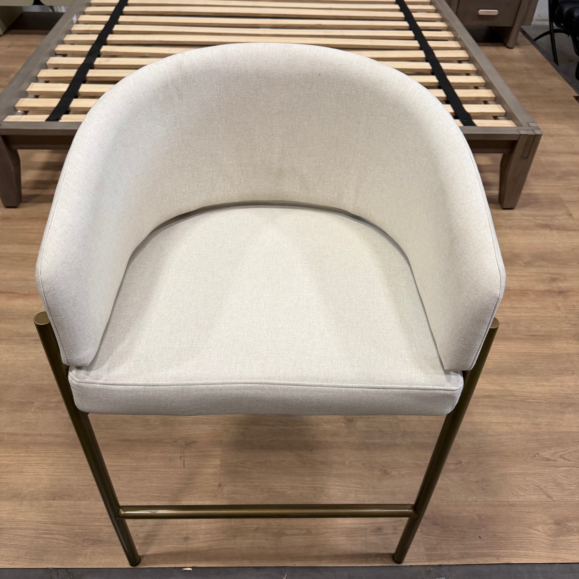Solana Counter Stool - Modern Felt: Alesund, Antique Brushed Brass Base - FLOOR MODEL