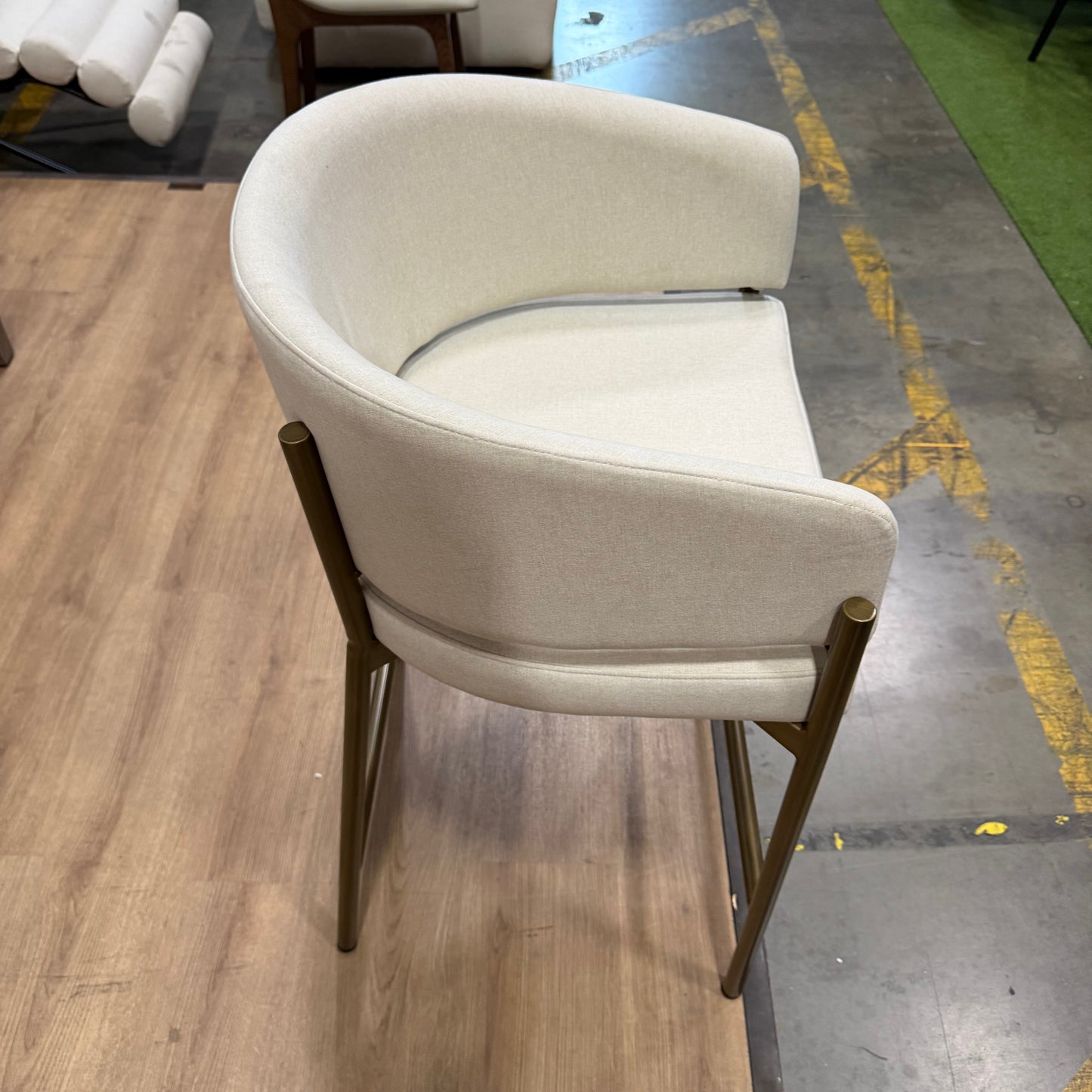 Solana Counter Stool - Modern Felt: Alesund, Antique Brushed Brass Base - FLOOR MODEL