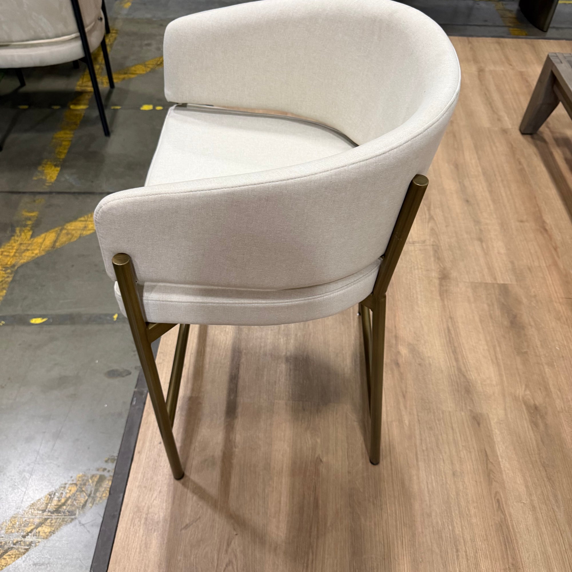 Solana Counter Stool - Modern Felt: Alesund, Antique Brushed Brass Base - FLOOR MODEL
