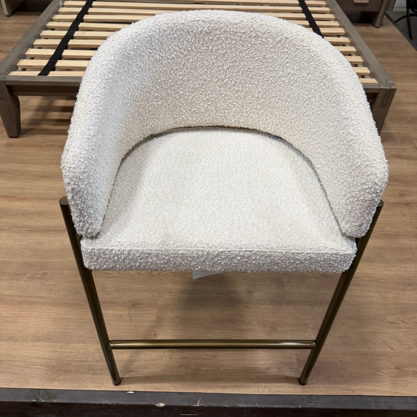 Solana Counter Stool - Chatou Boucle: Pearl, Antique Brushed Brass Base