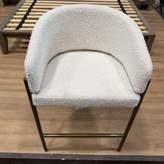 Solana Counter Stool - Chatou Boucle: Pearl, Antique Brushed Brass Base