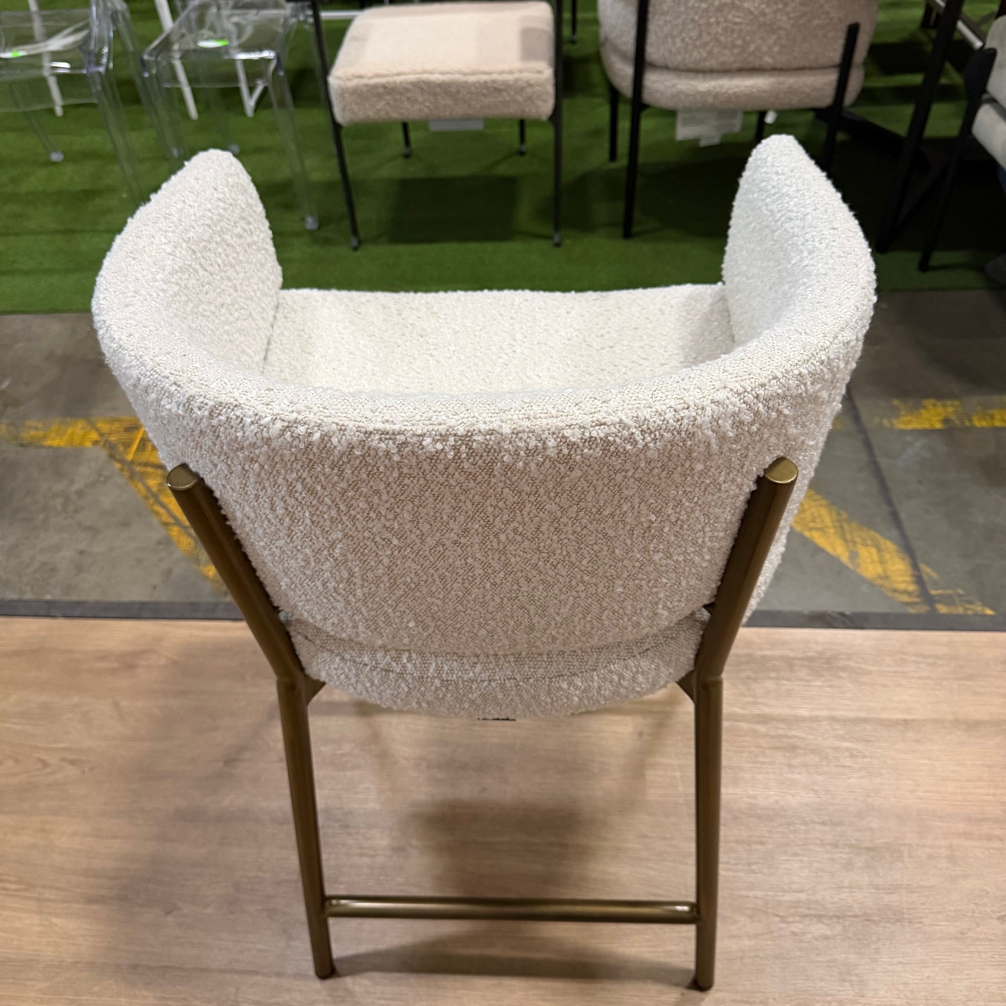 Solana Counter Stool - Chatou Boucle: Pearl, Antique Brushed Brass Base