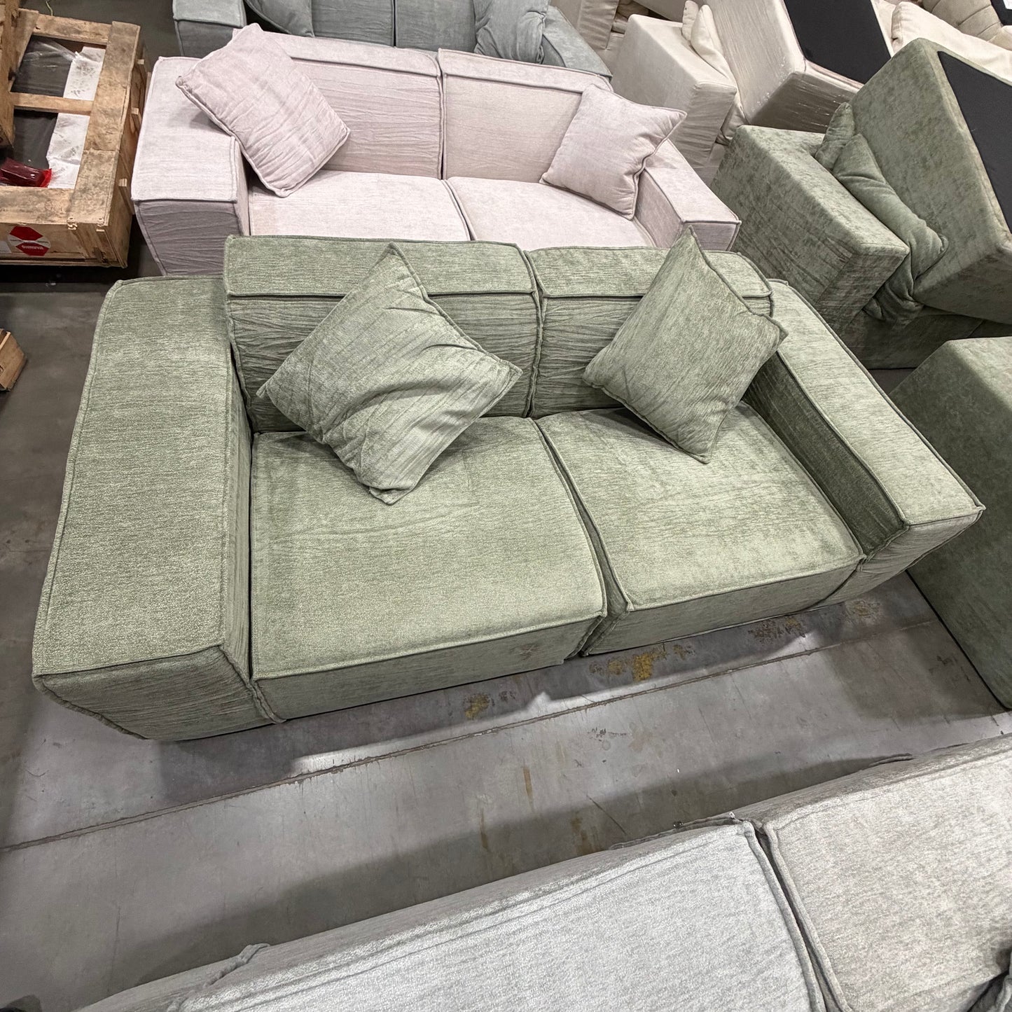 M1 Sofa Loveseat - Performance Weave: Krypton Green