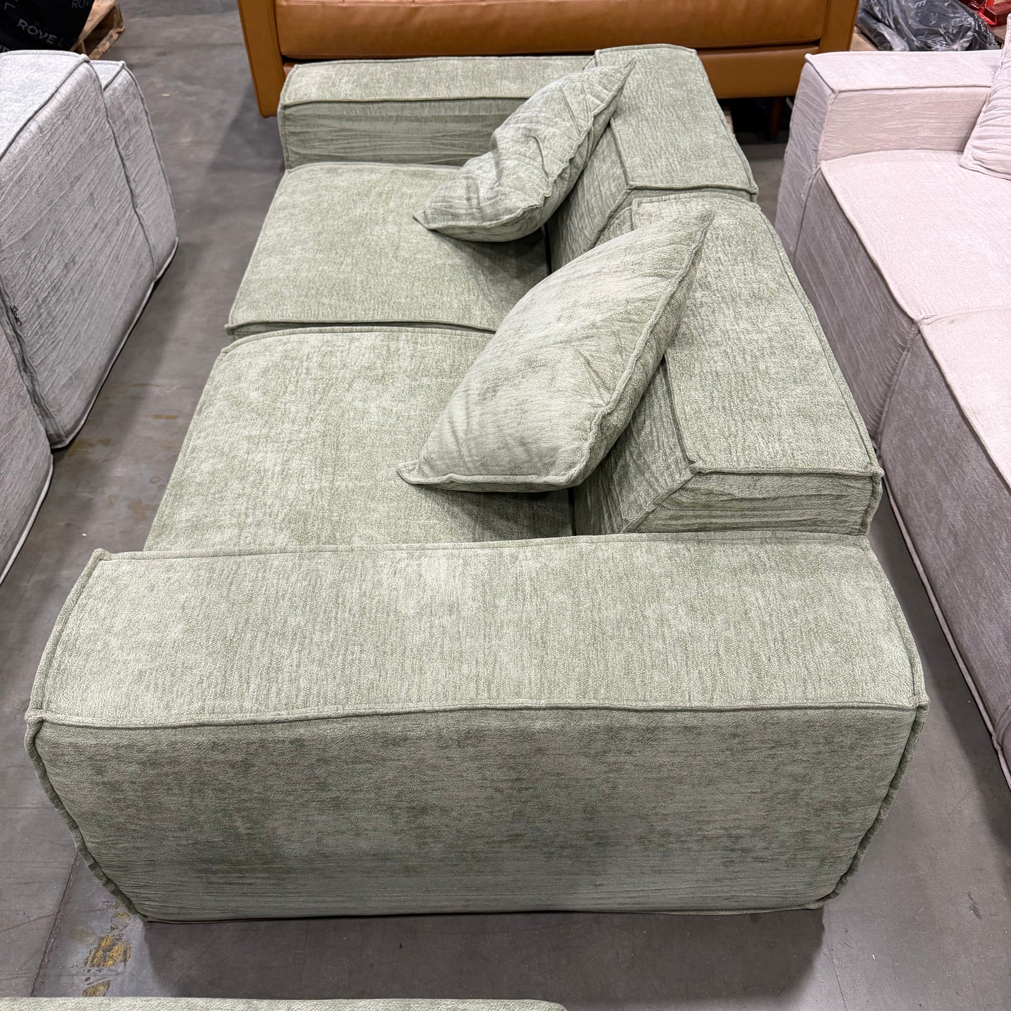 M1 Sofa Loveseat - Performance Weave: Krypton Green
