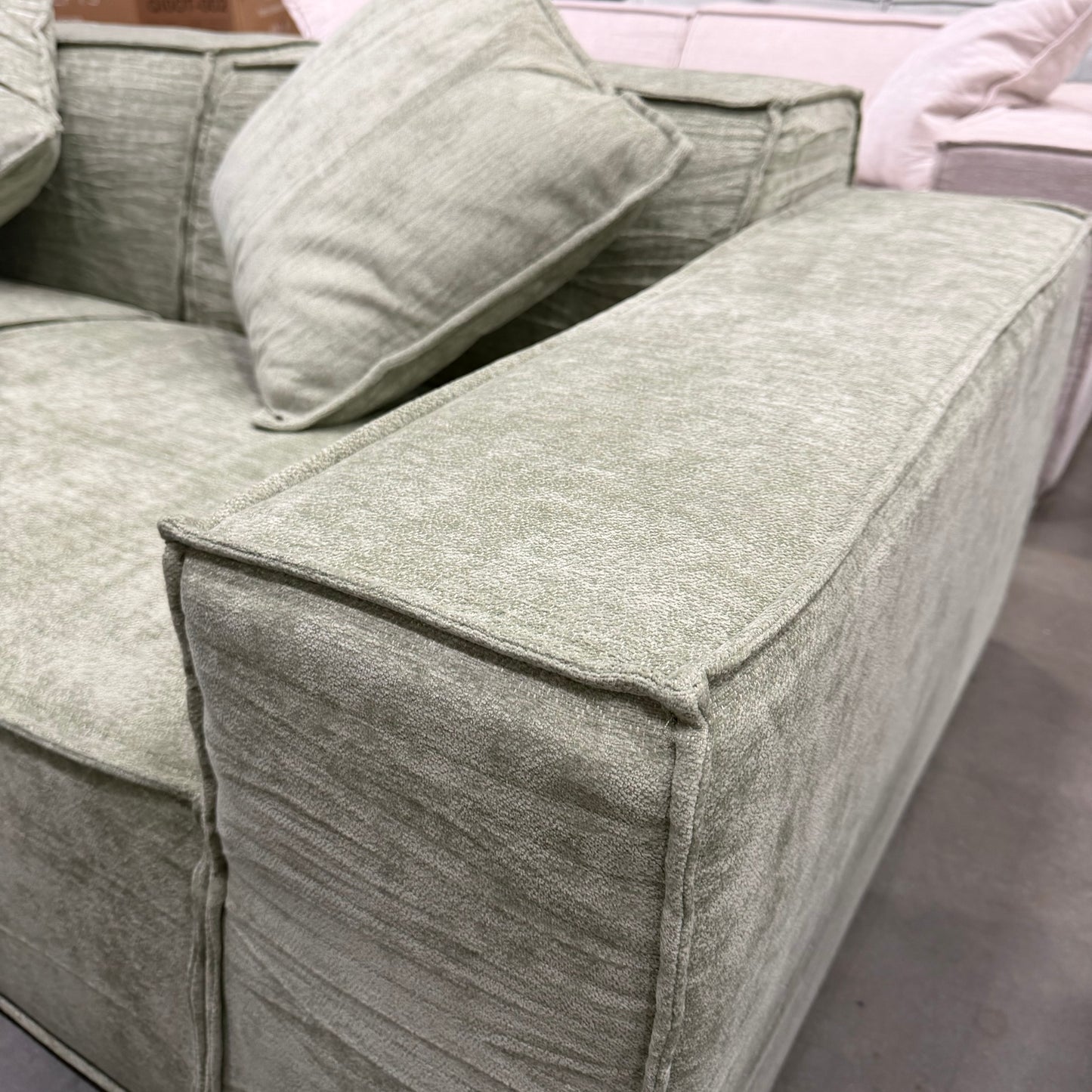 M1 Sofa Loveseat - Performance Weave: Krypton Green