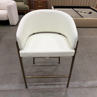 Solana Counter Stool - Microfiber Leather: Trento Eggshell, Antique Brushed Brass Base
