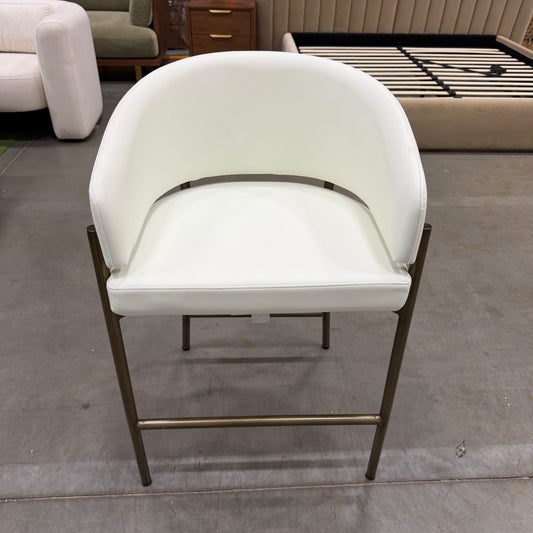 Solana Counter Stool - Microfiber Leather: Trento Eggshell, Antique Brushed Brass Base