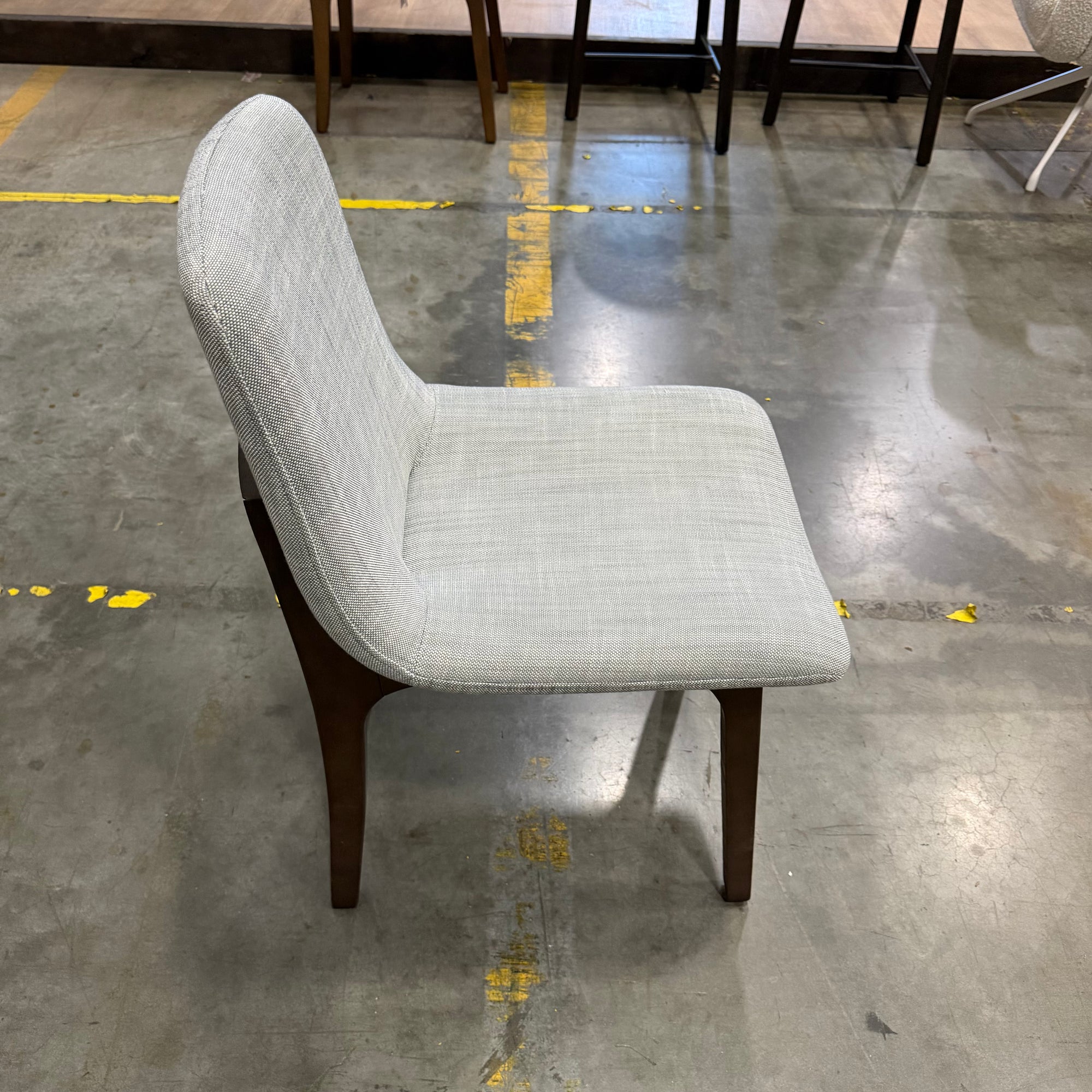 Aubrey Side Chair - Performance Linen: Dove, Walnut Stain