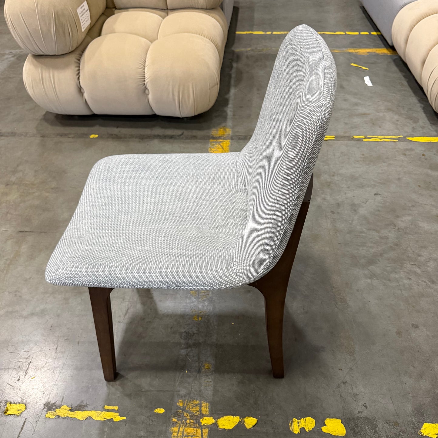 Aubrey Side Chair - Performance Linen: Dove, Walnut Stain