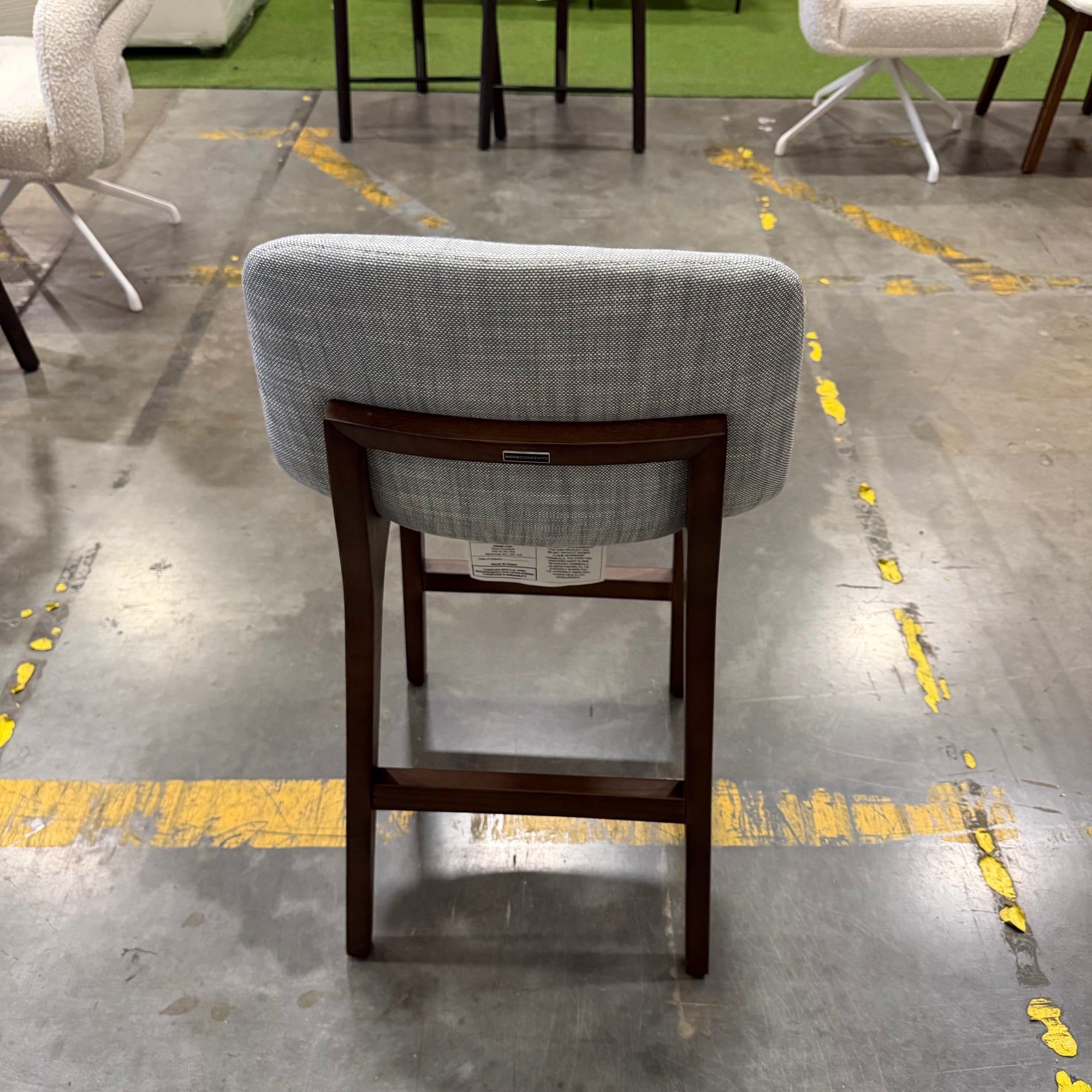 Aubrey Counter Stool - Performance Linen: Dove, Walnut Stain