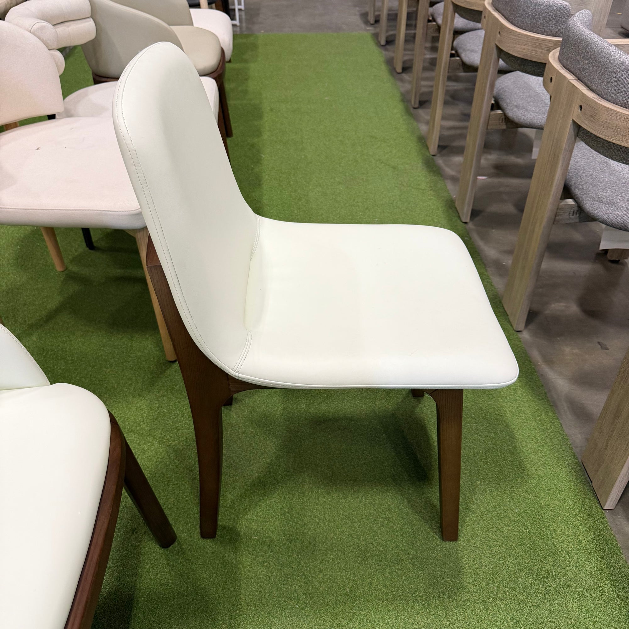 Aubrey Side Chair - Microfiber Leather: Trento Eggshell, Walnut Stain