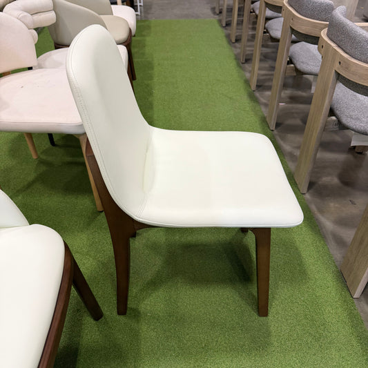 Aubrey Side Chair - Microfiber Leather: Trento Eggshell, Walnut Stain
