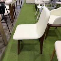 Aubrey Side Chair - Microfiber Leather: Trento Eggshell, Walnut Stain