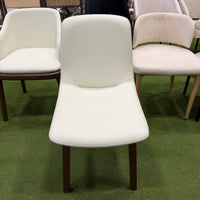 Aubrey Side Chair - Microfiber Leather: Trento Eggshell, Walnut Stain